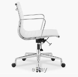 White leather Eames-style office chair
