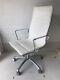 White Leather And Chrome Office Chair Swivel