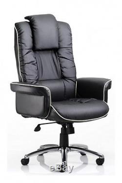 Windsor Luxury Black Executive Leather Swivel Office Arm Chair