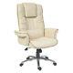Windsor Luxury Cream Executive Leather Swivel Office Gull Wing Arm Chair