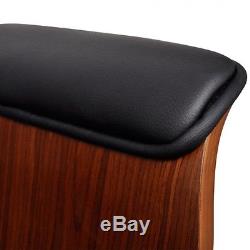 Wooden Leather Desk Chair Adjustable Swivel Black Seat Retro Home Furniture