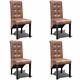 Wooden Rustic Vintage Suede Leather Seat Dining Office Home Chair Backrest 4 Pcs