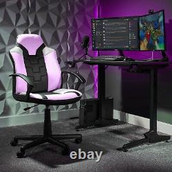 X Rocker Mid Back Office Chair Compact Gaming Swivel Seat Pink PU Leather Saturn