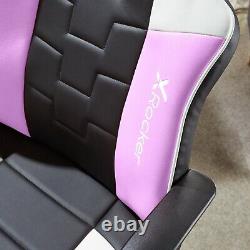 X Rocker Mid Back Office Chair Compact Gaming Swivel Seat Pink PU Leather Saturn