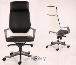 XENON High Back Luxury Leather Executive Office Swivel Chair with White Frame