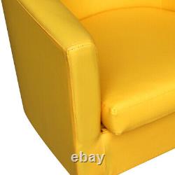 Yellow Leather Tub Chair Armchair Chrome Legs Home Office Lounge Bedroom Cafe