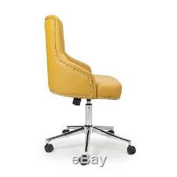 Yellow Luxury Chesterfield Buttoned Leather Swivel Office Chair