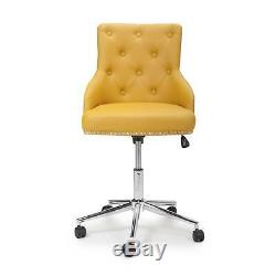 Yellow Luxury Chesterfield Buttoned Leather Swivel Office Chair