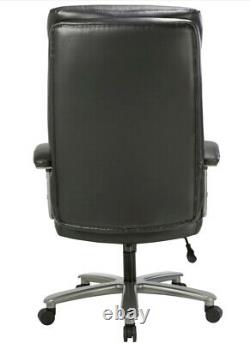 Zeus Black Leather Office Chair Heavy Duty Realspace Executive Padded Graded 95%