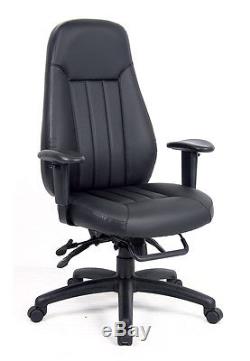Zeus Luxury 24hr Leather Faced High Back Task Office Chair in Black